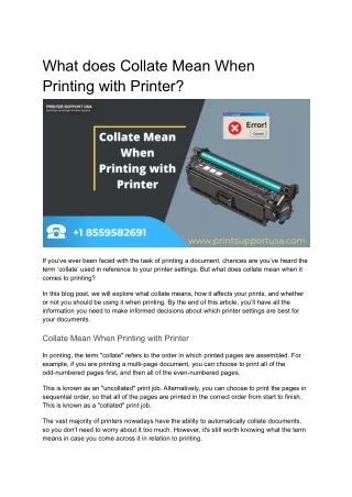 What does Collate Mean When Printing with Printer