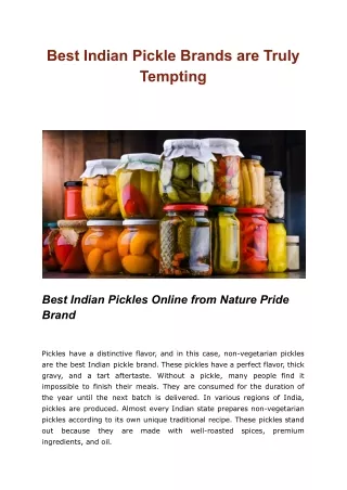 Best Indian Pickle Brands are Truly Tempting