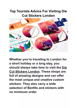 Top Tourists Advice For Visiting Die Cut Stickers London
