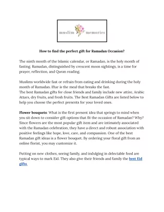 Gifts for Ramadan