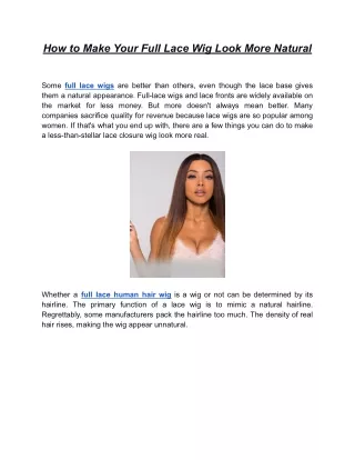 How to Make Your Full Lace Wig Look More Natural