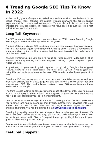 4 Trending Google SEO Tips To Know In 2022.