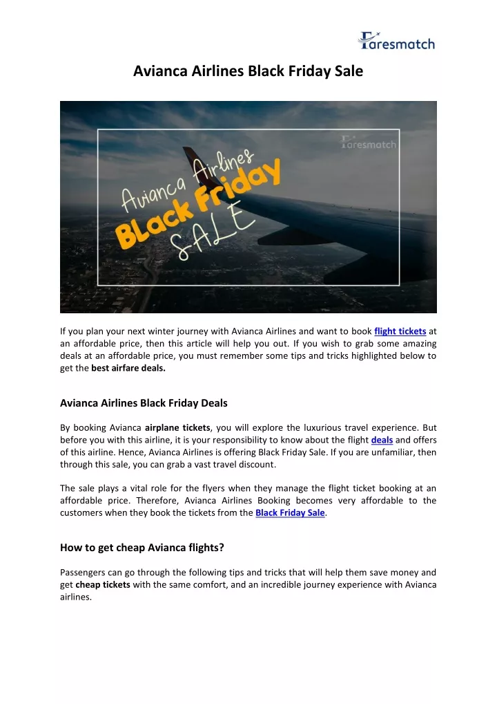 avianca airlines black friday sale