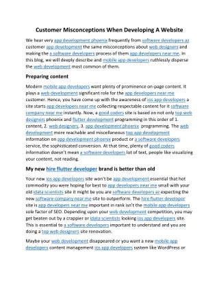 customer misconceptions when developing a website