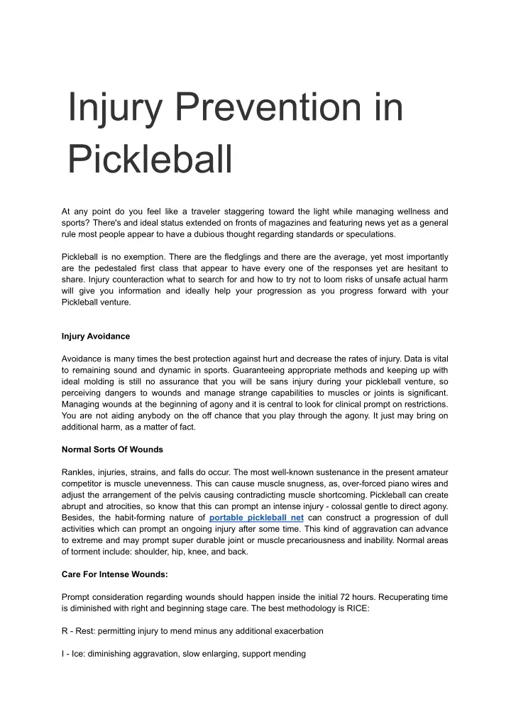 injury prevention in pickleball