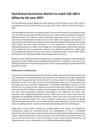 distributed generation market to reach