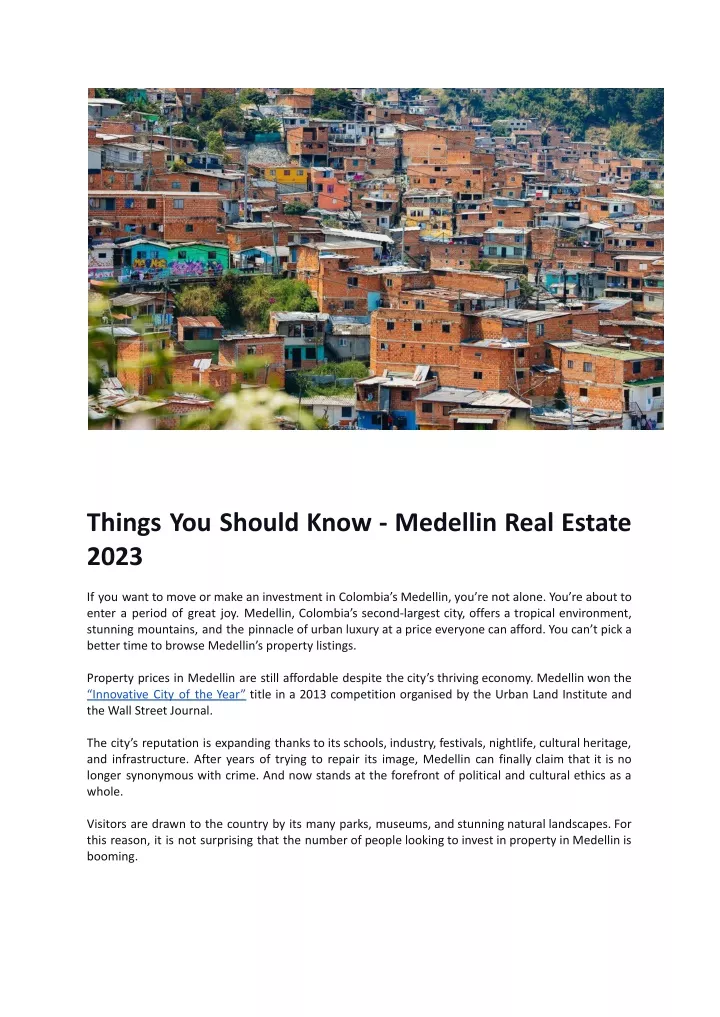 things you should know medellin real estate 2023