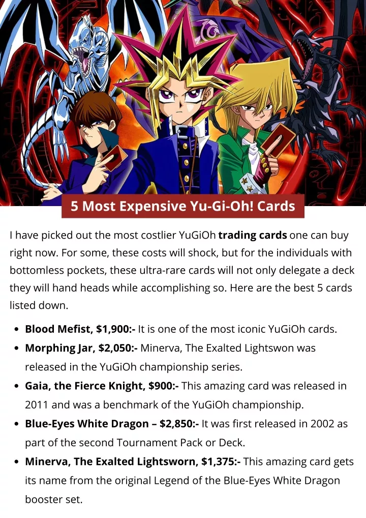 5 most expensive yu gi oh cards