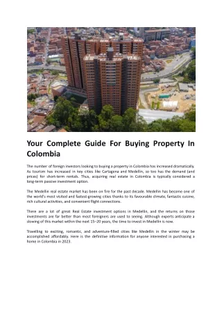 Your Complete Guide For Buying Property In Colombia