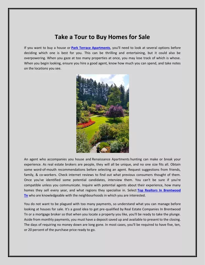 take a tour to buy homes for sale