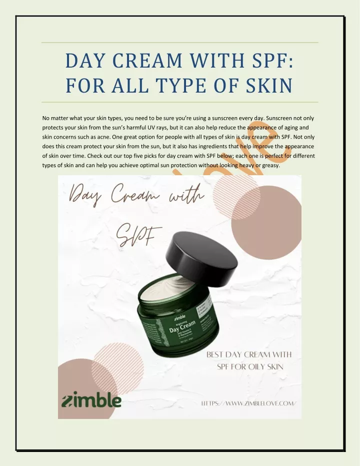 day cream with spf for all type of skin