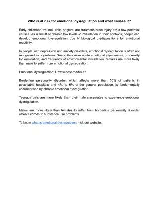 who is at risk for emotional dysregulation