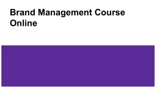 Brand Management Course Online