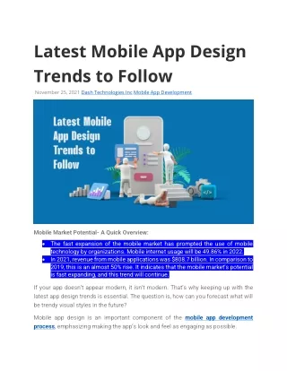 latest mobile app design trends to follow