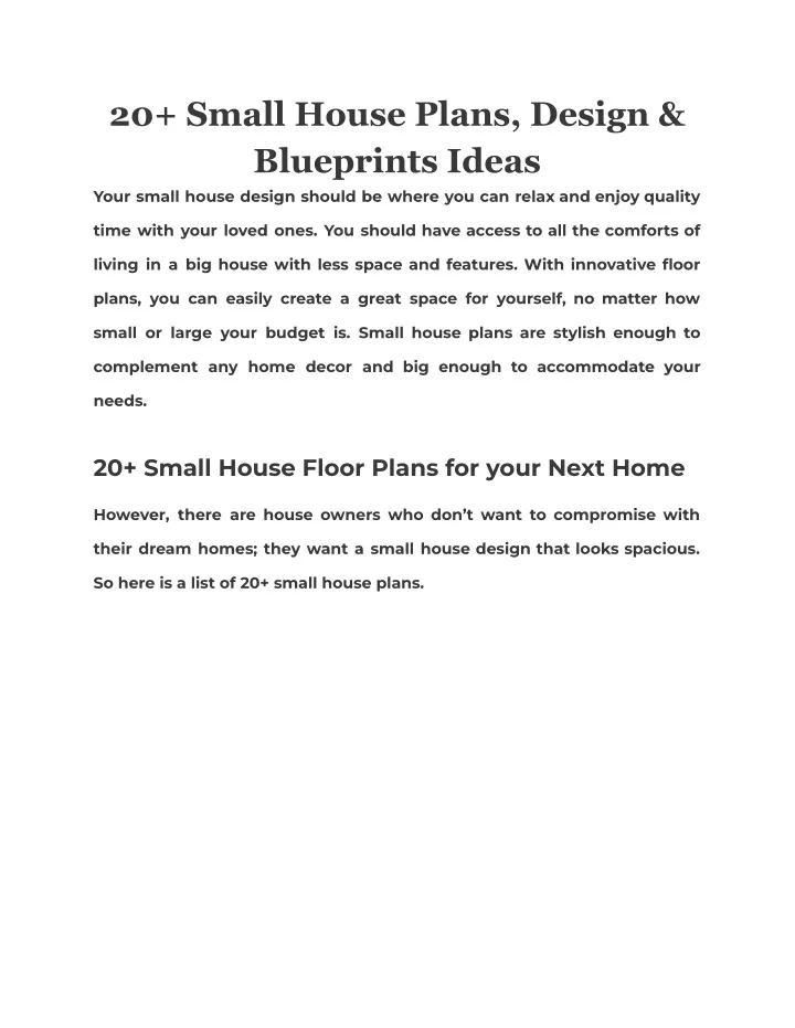 20 small house plans design blueprints ideas your