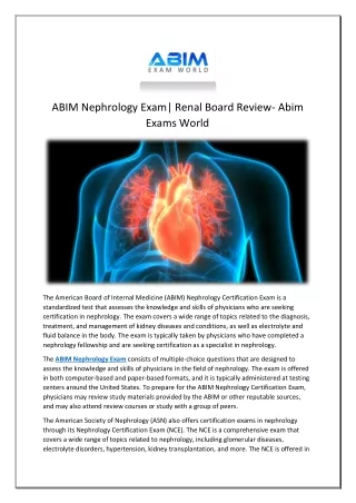 ABIM Nephrology Exam| Renal Board Review- Abim Exams World