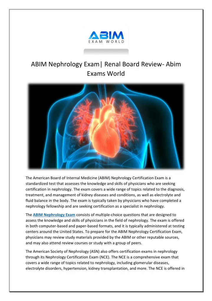 abim nephrology exam renal board review abim