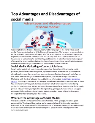 Top Advantages and Disadvantages of social media