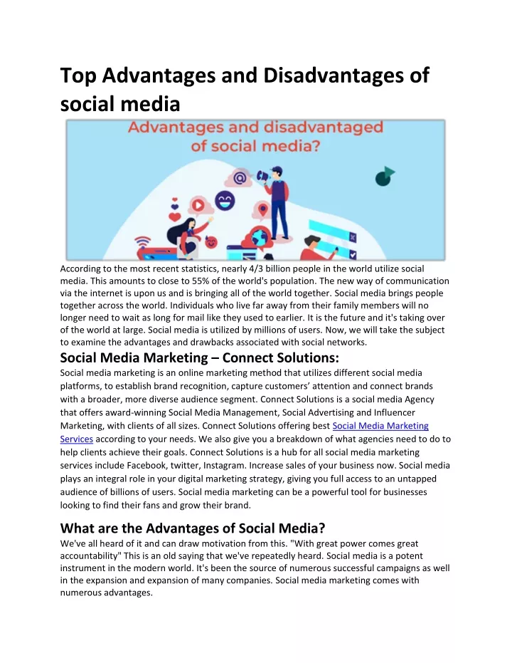 top advantages and disadvantages of social media