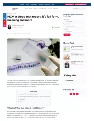 What is MCV and why it is necessary in blood test