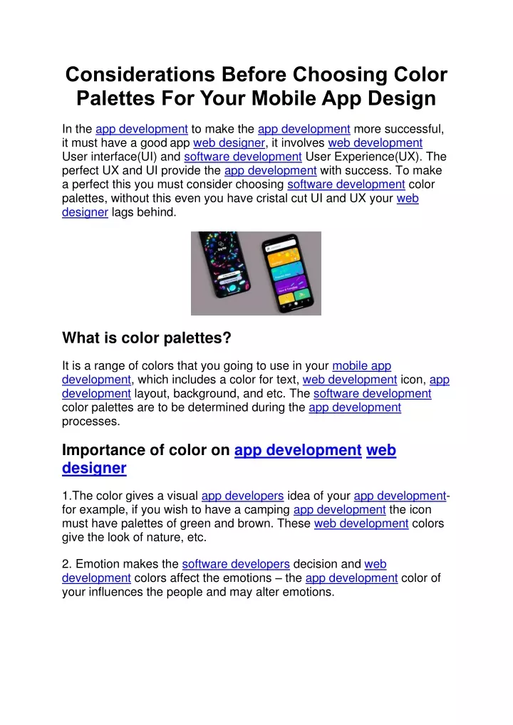 considerations before choosing color palettes