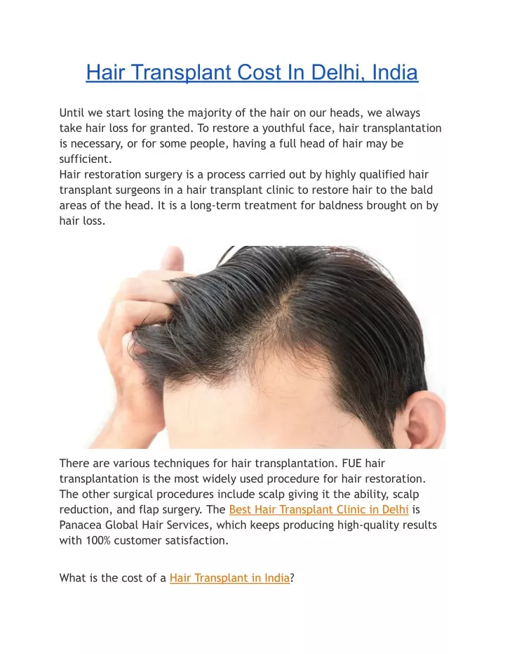 hair transplant cost in delhi india