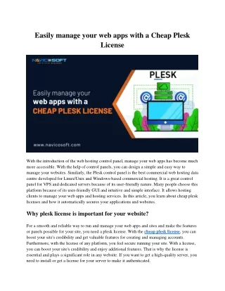 Easily manage your web apps with a Cheap Plesk License