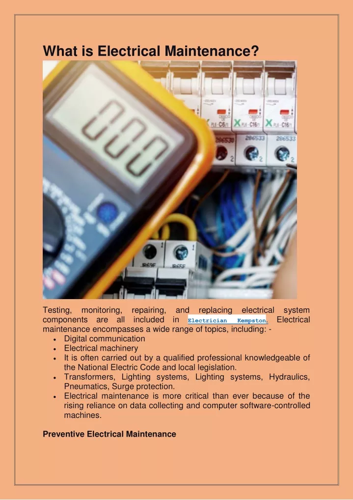 what is electrical maintenance