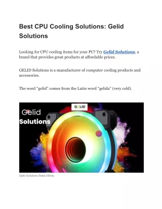 Best CPU Cooling Solutions: Gelid Solutions