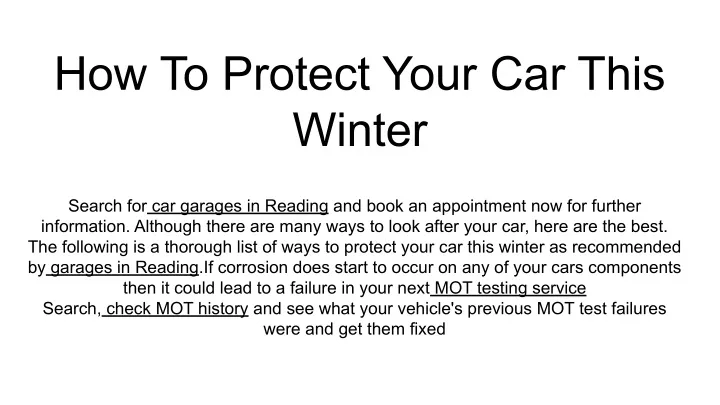 how to protect your car this winter