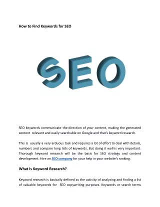 How to Find Keywords for SEO
