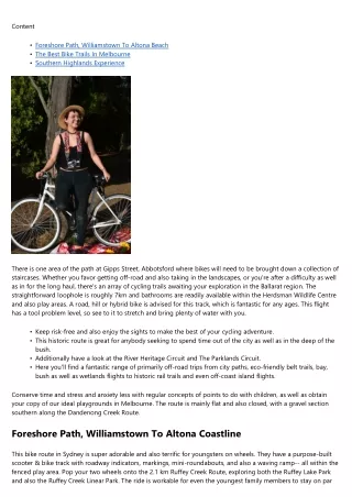 Melbourne's Leading Family Friendly Bike Trails