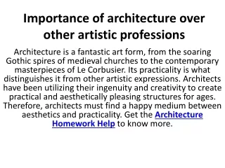Importance of architecture over other artistic professions