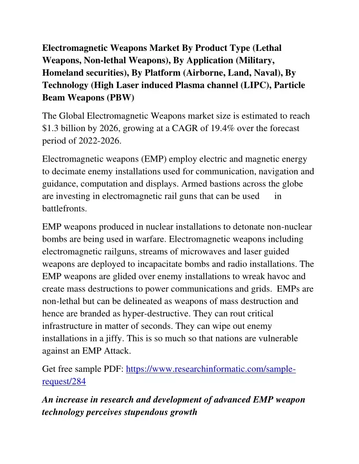 electromagnetic weapons market by product type