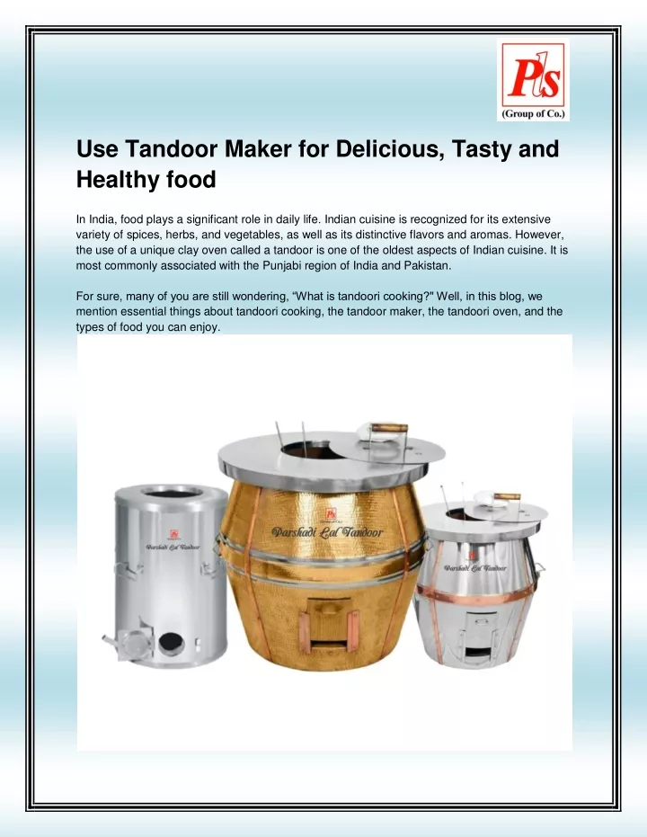 use tandoor maker for delicious tasty and healthy