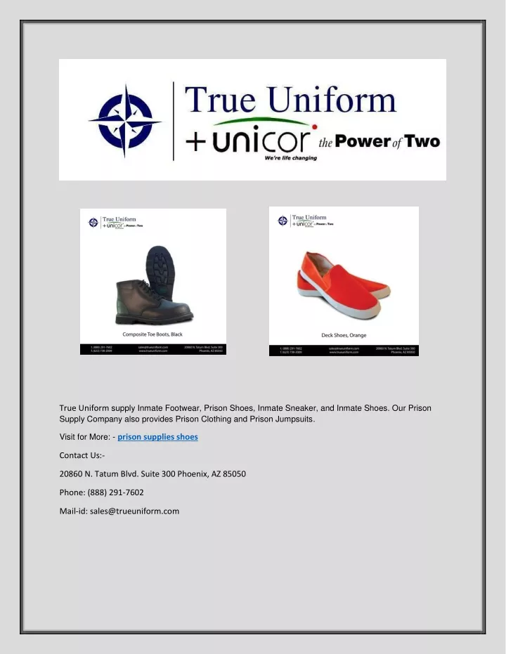 true uniform supply inmate footwear prison shoes