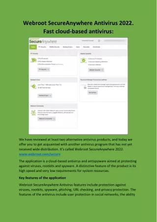 webroot secureanywhere antivirus 2022 fast cloud