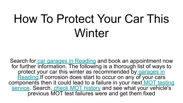 how to protect your car this winter