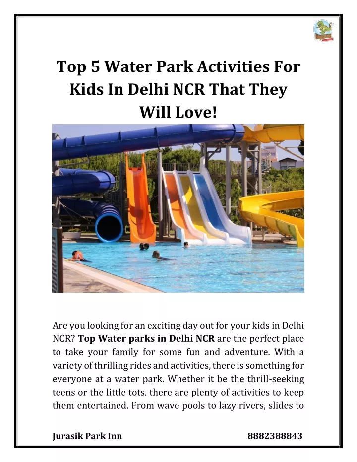 top 5 water park activities for kids in delhi