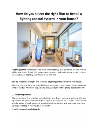 how do you select the right firm to install