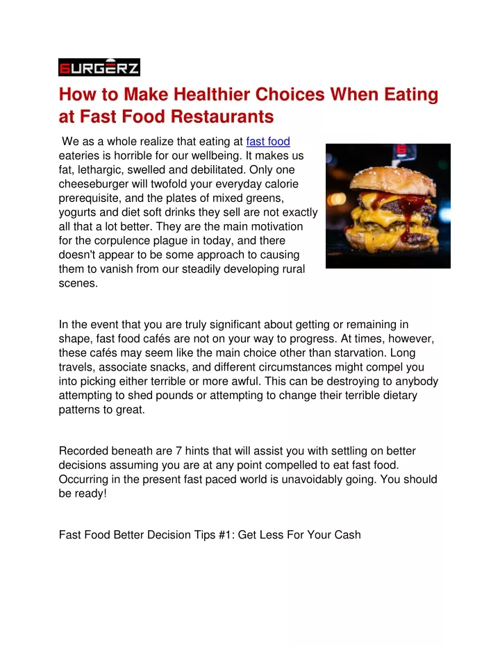 how to make healthier choices when eating at fast