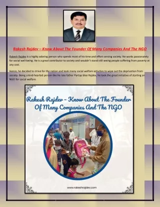 Rakesh Rajdev – Know About The Founder Of Many Companies And The NGO