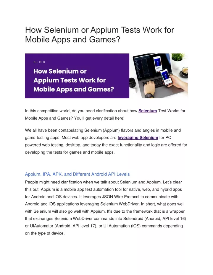 how selenium or appium tests work for mobile apps
