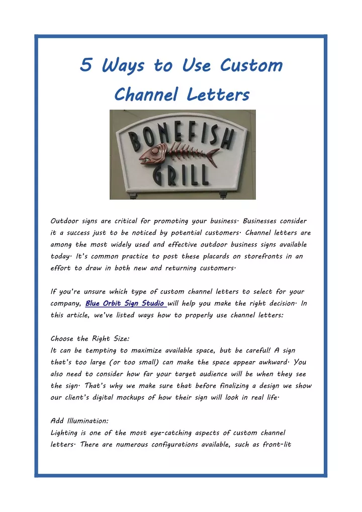 5 ways to use custom channel letters