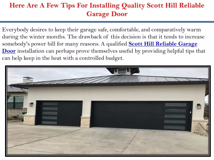 here are a few tips for installing quality scott