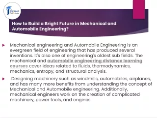 how to build a bright future in mechanical and automobile engineering