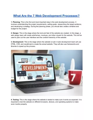 what are the 7 web development processes