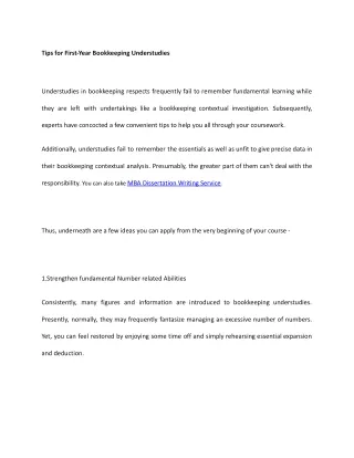 tips for first year bookkeeping understudies