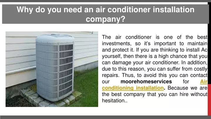 why do you need an air conditioner installation