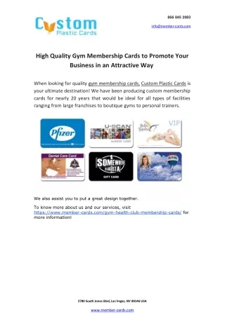 High Quality Gym Membership Cards to Promote Your Business in an Attractive Way